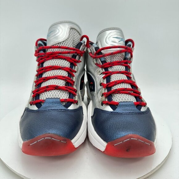 Reebok Question Mid x James Harden Cross Over Men Size 10 Silver Blue Red Shoes - Picture 2 of 11